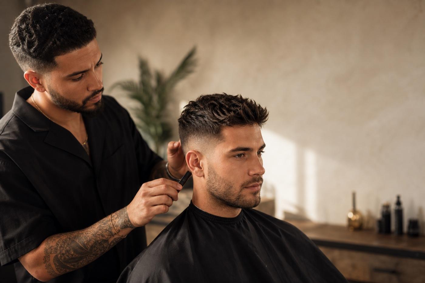 A barber at work, showing the craft behind a candidate profile