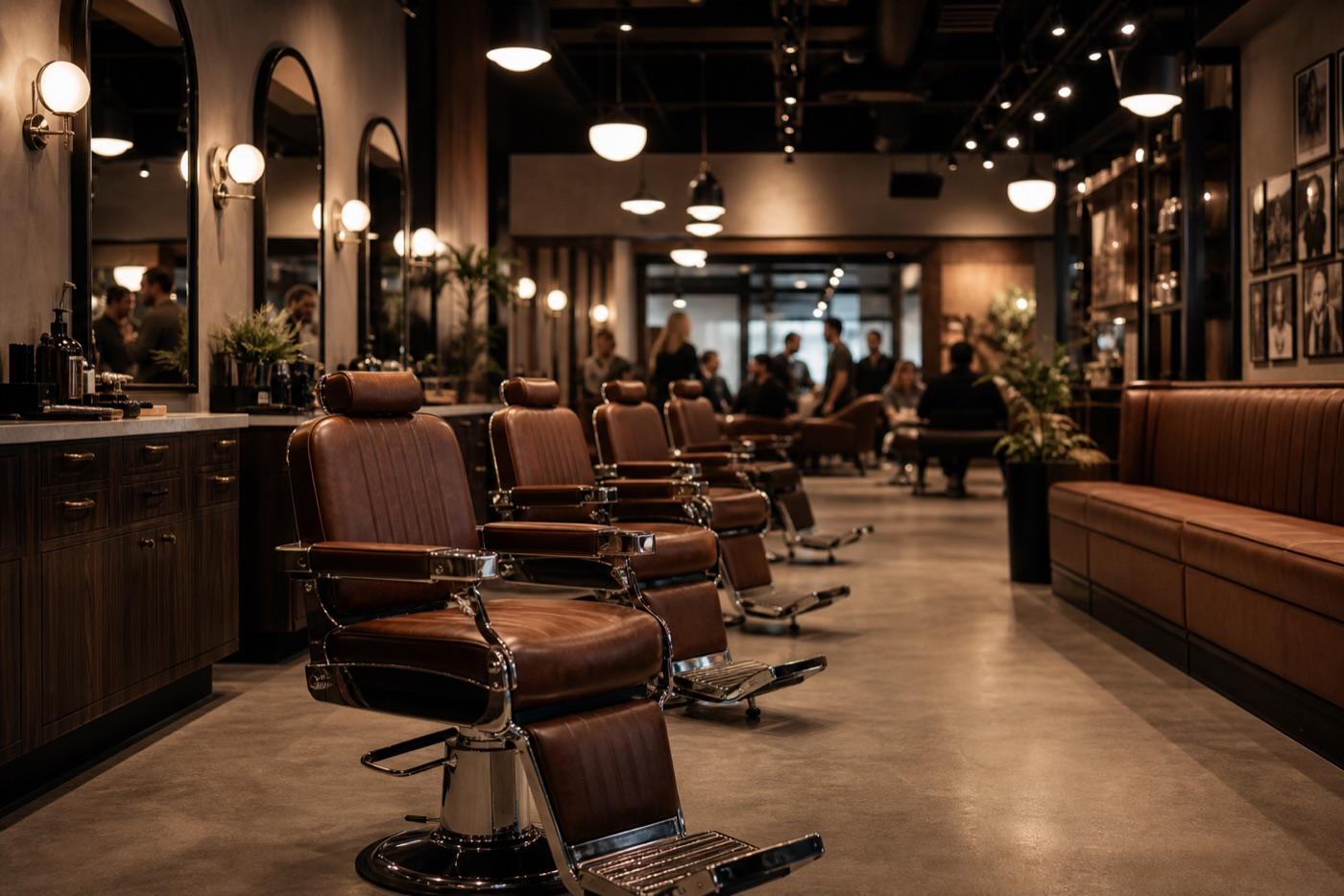 A warm, welcoming barbershop interior
